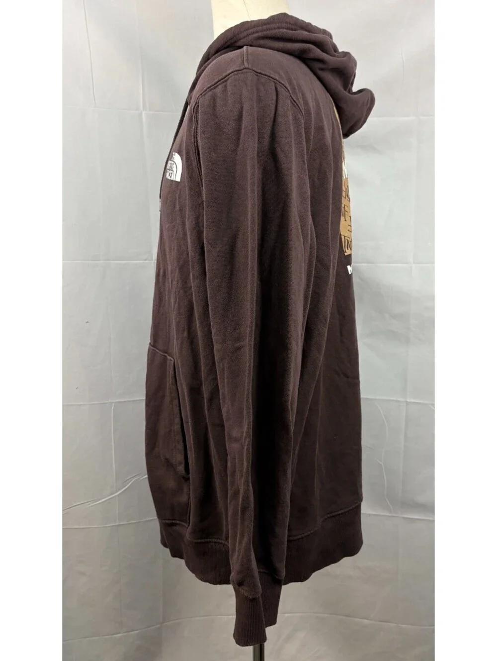The North Face Men's US Size XXL Spell Out Brown Pullover Hoodie